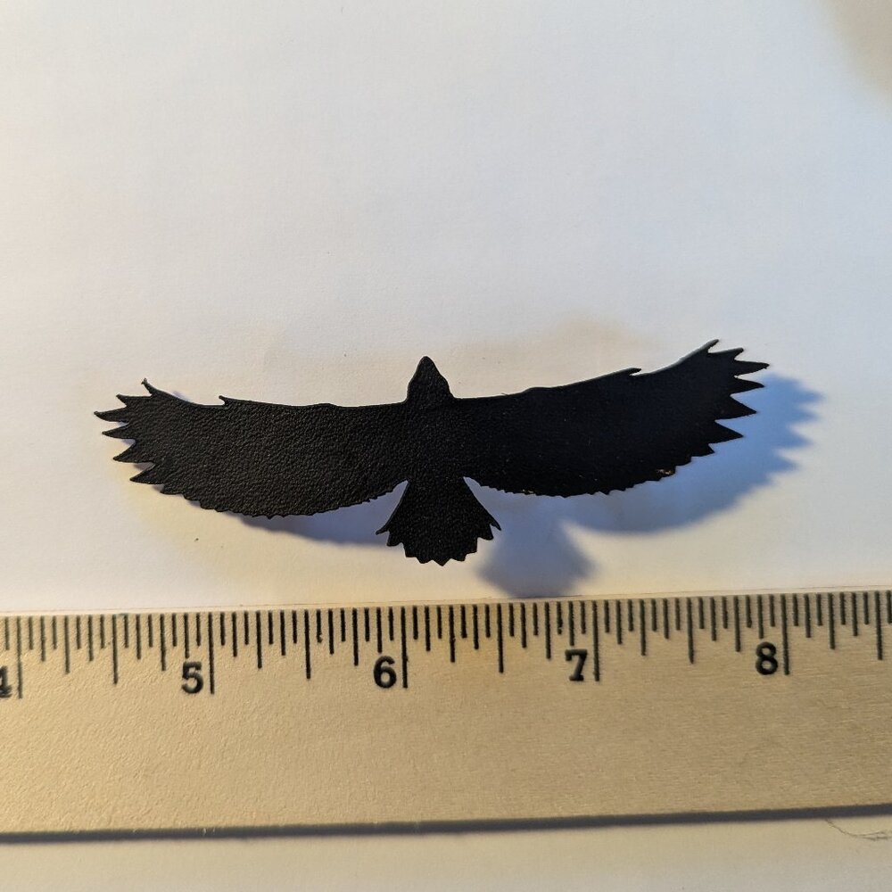 Crow Laser etched Leather Hair Barrette NWT
